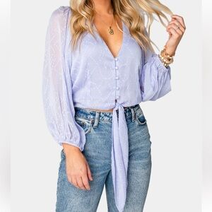 ESTELLE TIE FRONT TOP - PERIWINKLE